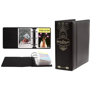 2Fold PU Leather Binder for Broadway Play & Theater Programs, 30 Custom Sheet Protectors, Fits Programs from Mid 1980s to Modern, Black/Gold Foil