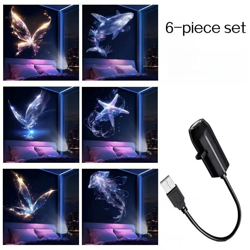USB Mini Projector Light, 360 Degrees Adjustable, Portable LED Lamp for Relaxation, Bedroom, Living Room, Kids' Dormitory