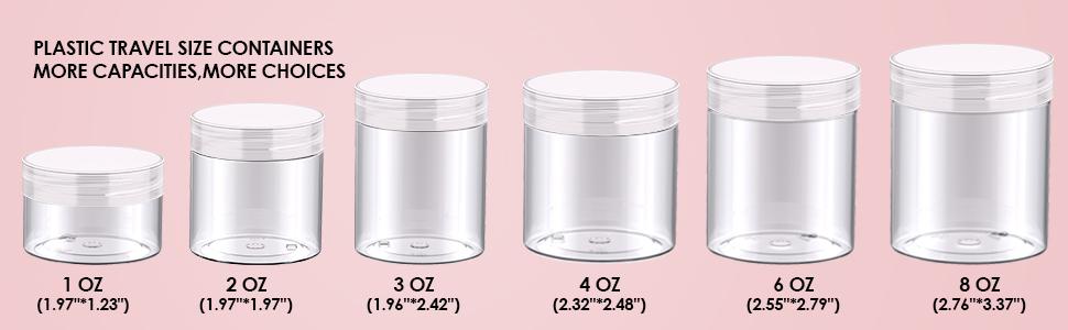 36 Pack 2 OZ Plastic Jars Round Clear Cosmetic Container Jars with Clear Lids, Perfect for Lotion, Slime，Cream, Ointments, Makeup, Eye Shadow, Samples, Pot, Travel Storage