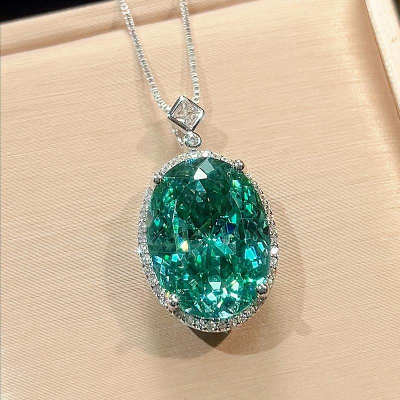 Vintage Simulated Gemstone Paraiba Green Oval Cut Jewelry Set for Women Ring Earrings  Necklace     Single Row Halo CZ    Luxury Fashion Accessories Gifts for Women