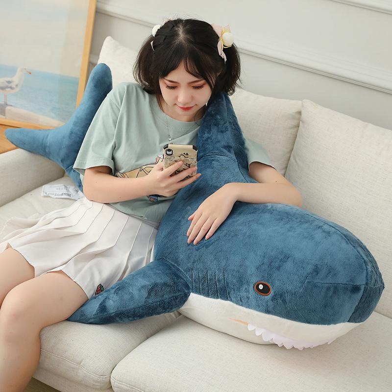 30-120CM Gaint Shark Whale Plush Pillow Gray Blue Pink Shark Stuffed Doll Warm Hug Pillow Cushion Toys Sofa Home Decoration