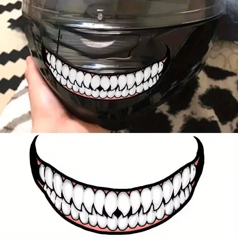 Demon Tooth Tongue Motorcycle Helmet Tank Sticker, Fun Window Decoration, Universal Vinyl Decal, 1 Piece, Easy to Apply