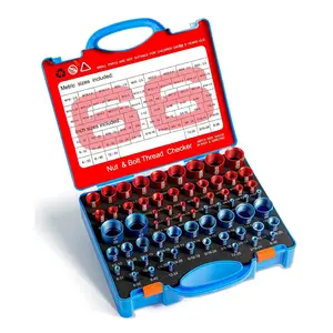 66 Nut and Bolt Thread Checker with Storage Box, Thread Checker Measuring Tool(32 Metric & 34 Standard), Bolt Size and Thread Gauge Finder Suitable for inspecting in Narrow and Tricky Areas