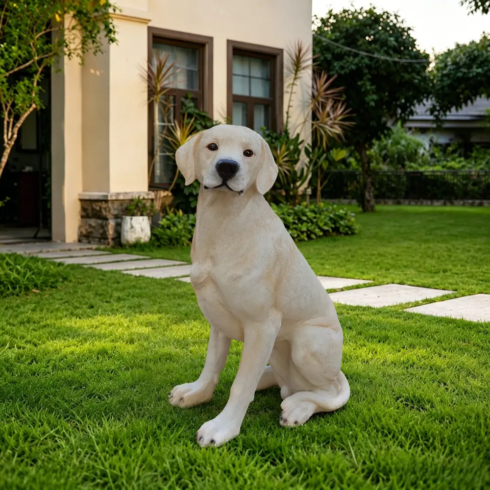 Outdoor Labrador Dog Statue, Lifelike Resin Garden Sculpture for Yard Porch Patio Decor Gift
