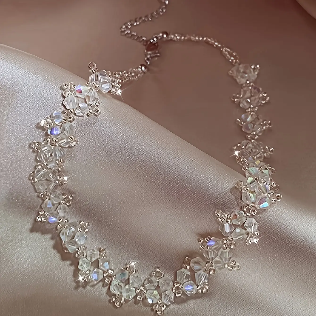 Women's Rhinestone Statement Choker Necklace - Handcrafted Elegant Faux Crystal, Silver-Toned Base, Lobster Clasp, Adjustable, Bling Effect for Valentines Day Meaningful Gifts, Daily & Party Wear