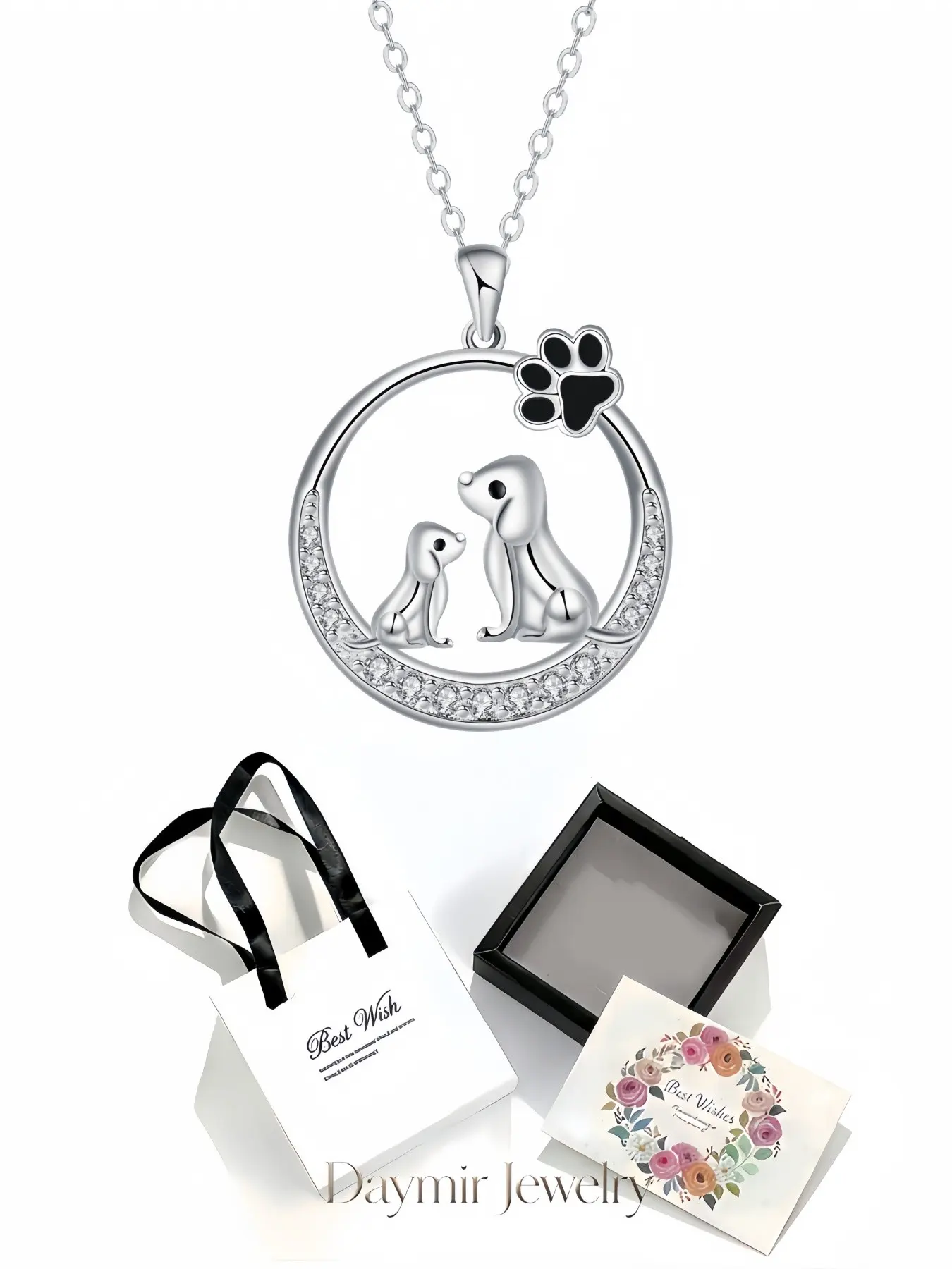 "Dachshund Gem Tale" Niche premium necklace with two dachshund pendants. Comes with an elegant drawer jewelry box, ideal women’s gifts for birthdays, Mother’s Day, Valentine’s Day, Christmas and anniversaries.