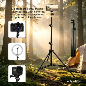 43.3 Inch Adjustable Camera Tripod Stand, Metal Telescopic Pole, Dual Lock Height Adjustment, Stable Base, Suitable for Studio Photography, Live Streaming Tripod