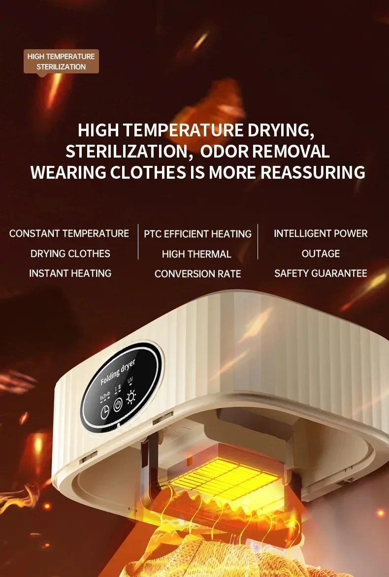 Mini Portable Folding Dryer with US Plug - Timing Function Energy Saving Three Colors - Space Saving for Business Travel Tourist Apartments Household Items Home Appliances