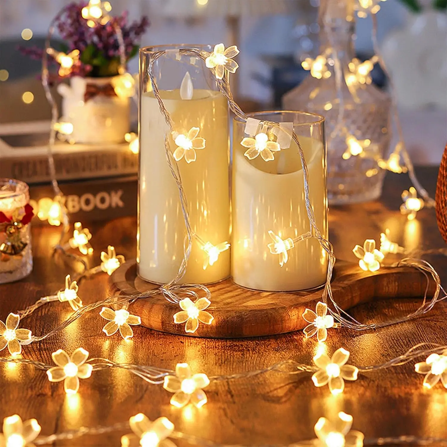 Fairy Battery & USB Flower String Lights Girls Bedroom, 10ft 30 LED Decorative Cute Cherry Blossom Floral Lamp for Christmas, Birthday, Wedding Party, Centerpiece, Dorm Indoor Decoration (Warm White)fidget toys