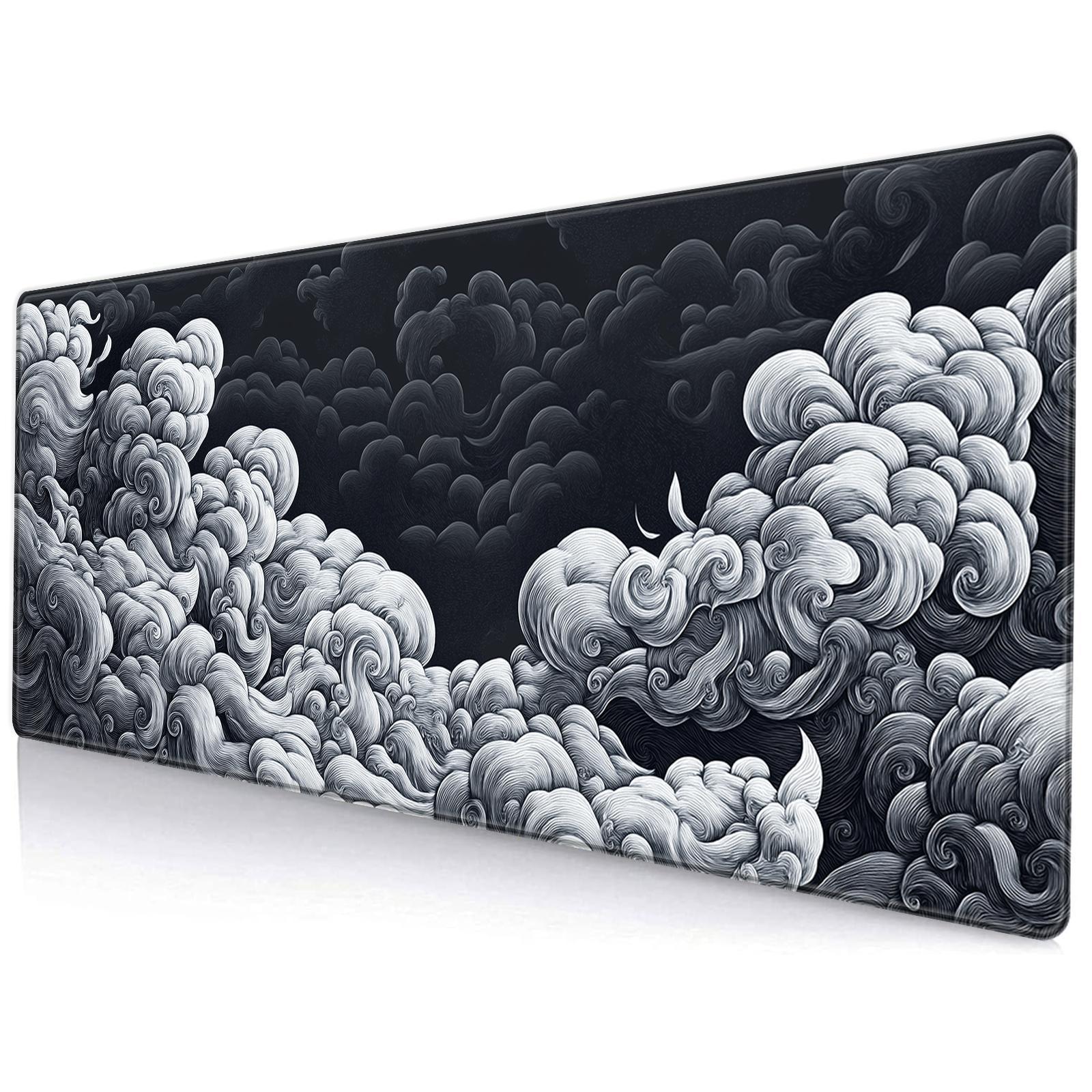Cloud Pattern Mouse Pad, Rectangle Gaming Mouse Pad, Office Desk Keyboard Mat for Home Office Desk, Non-Slip Rubber Base Mousepad for Gaming