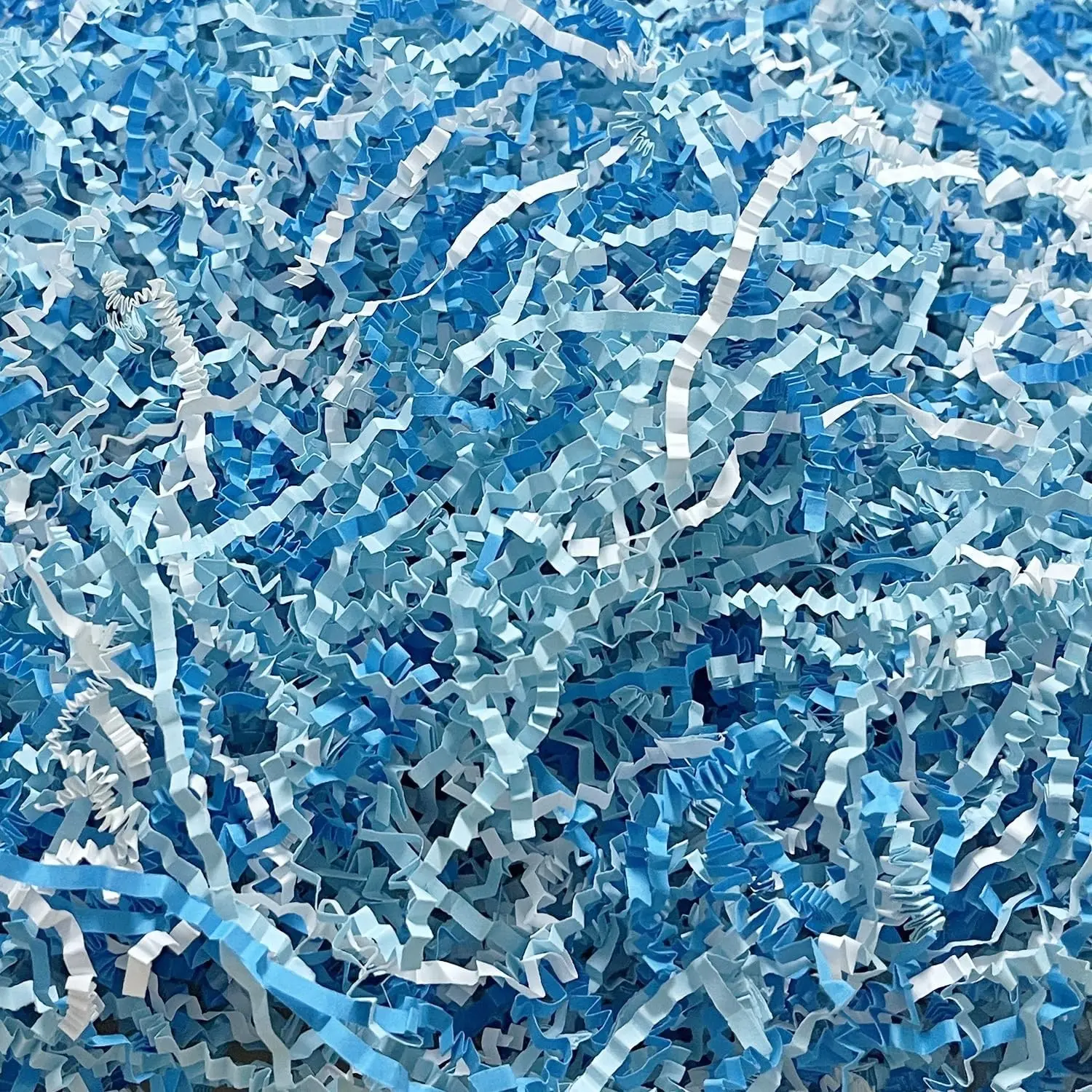 Crinkle Cut Paper Shred Filler for Gift Wrapping, Shredded Paper for Basket Filling, Mixed Blue&White Gift Box Filler for Easter Birthday Christmas Thanksgiving Wedding Mother's Day