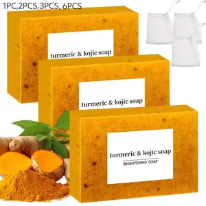 Lemon Turmeric Kojic Acid Soap, Unisex Turmeric & Kojic Acid Brightening Soap, DarkSpot Remover, Kojic Acid Soap, Turmeric Brightening Bar, Soap Body Care Body Wash Cleanser Lemon Flawless Organic Cleansing