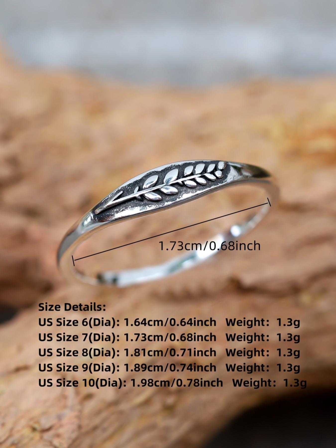 925 Sterling Silver Vintage Leaf Embossed Design Ring, Fashion Accessories for Women & Men, Trendy All-match & Exquisite Jewelry for Birthday Gift