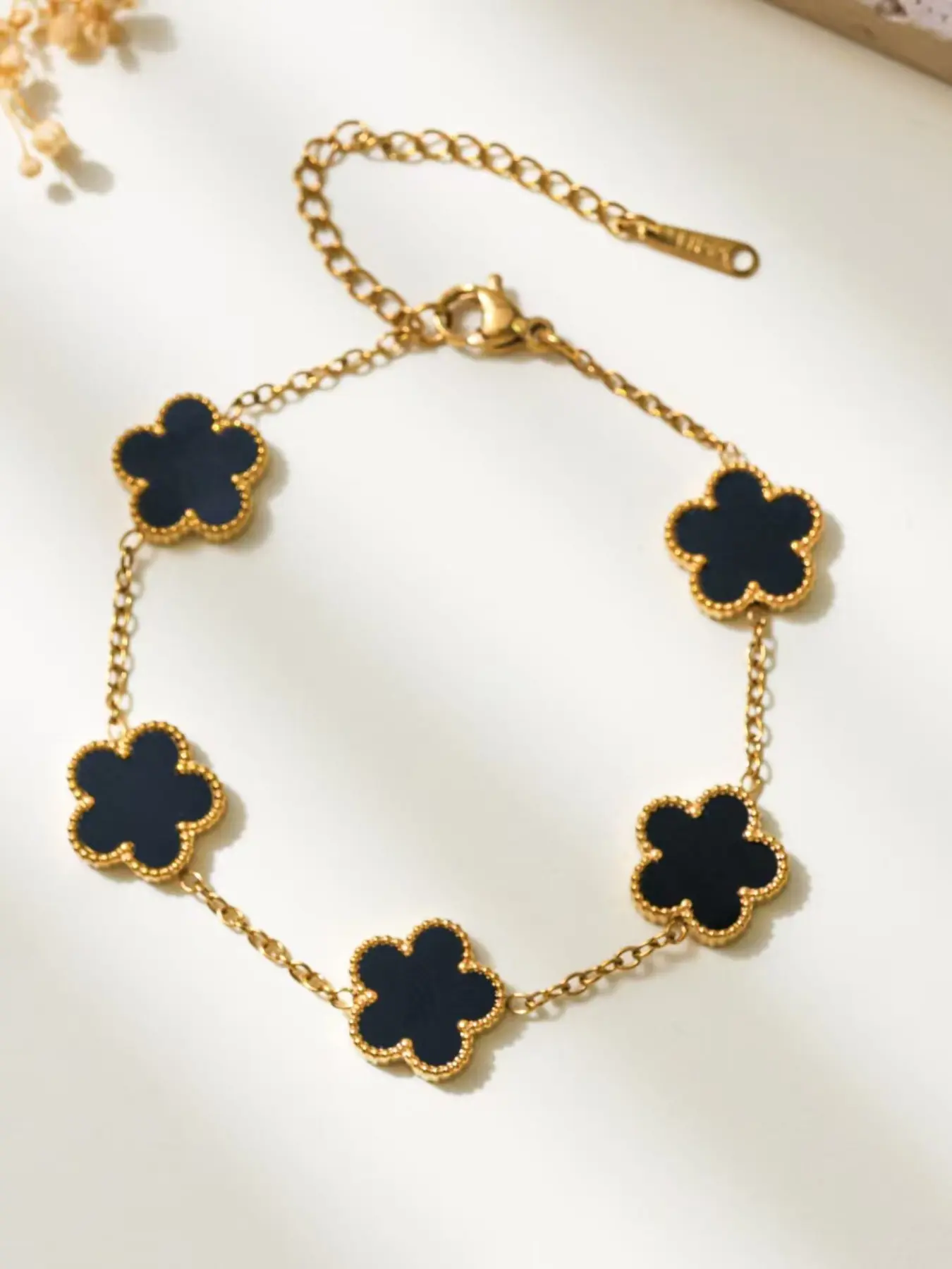 Lucky Clover Flower Bracelet, 13mm Double-Sided Mother-Of-Pearl, Women's Elegant Waterproof Stainless Steel Jewelry, Luxury Accessory