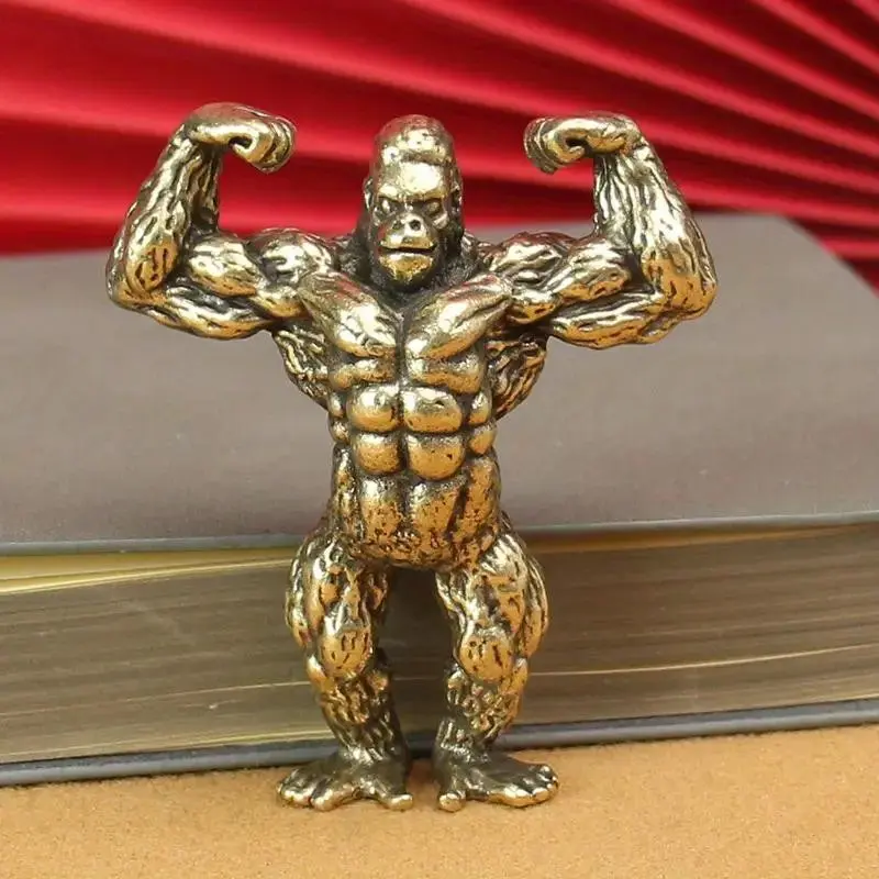 Vintage Bronze Muscle Monkey Statue, Rustic Brass Desktop Decor, Statues For Home Decor, Halloween Christmas Thanksgiving Gift, Home Office Prayer Room Collection
