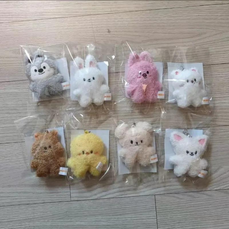 Cute Mini Plush Keychains Set, Kawaii Animal Stuffed Bag Charms, Soft Fluffy Bunny Bear Wolf Keyrings for Girls, Perfect Gift