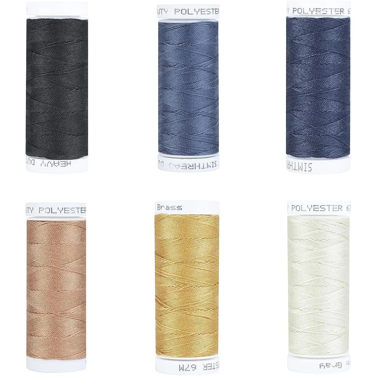 Blue Jeans 20 Weight 3-Ply for Denim Sewing|-Spun, 67 Meters 6 Colors Pack for Thick