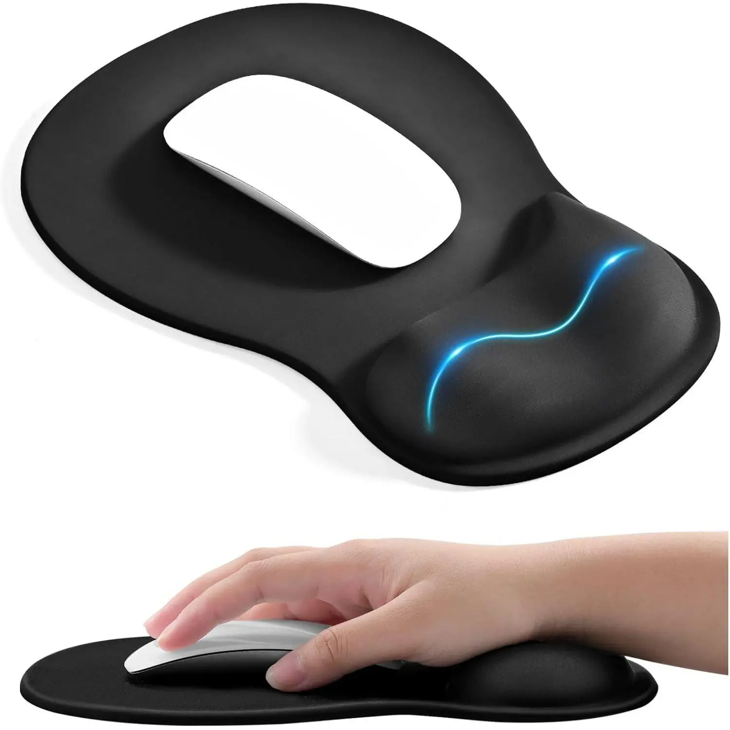 Ergonomic mouse pad (with gel wrist rest): contoured design supports natural hand posture, non-slip base; versatile accessory for gaming and office use (helps alleviate carpal tunnel syndrome) Non Slip Mousepad Multipurpose Mousepad precise control
