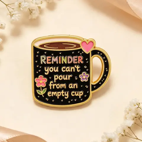 Coffee Cup Quote Enamel Pin Badge, Fashionable Artistic Lapel Pin, Versatile Accessory for Backpacks Hats Sweaters, Alloy Brooch Pin