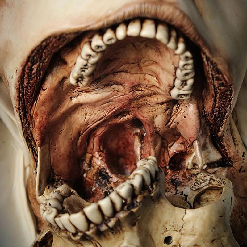 Creepy Nun Resin Statue Halloween Skull Transfiguration Sculpture for Home Decor Unique Artistic Horror Figure Desktop Ornament