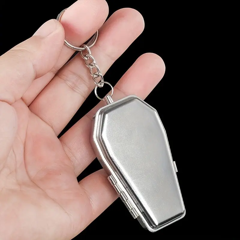 Portable Metal Creative Coffin Shape Ashtray Keychain, Mini Compact Ashtray, Unique Gift Idea, Stylish Accessory for Smoking Lovers