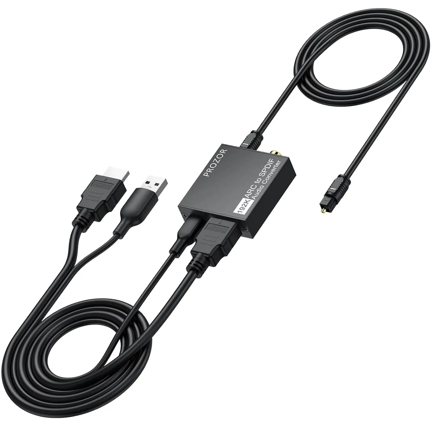 PROZOR 192KHz HDMI ARC to Optical Audio Adapter, 7ft/2.1m ARC Audio Extractor, HDMI(ARC) to Optical Toslink/Coaxial Converter, for TV to Speaker Amplifier Soundbar (Not Reversible)