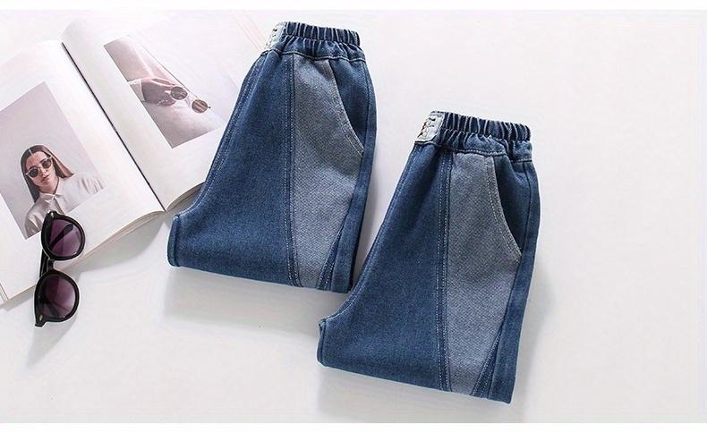 New(New)Boys' Denim Pants Spring/Autumn Long Trousers Fashion Spliced Cuffed Jeans for Kids Comfortable Fit