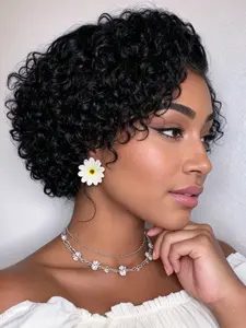 13x4x1 Lace Short Curly Wig Pixie Wigs For Women Human Hair 150% Density Pixie Cut Short Curly Wigs