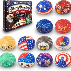 Independence Day Stress Relief Jumbo Sensory Flash Powder Toy Set, 12 Pieces Colorful Compression Balls with Steamer Basket, Kids & Adults