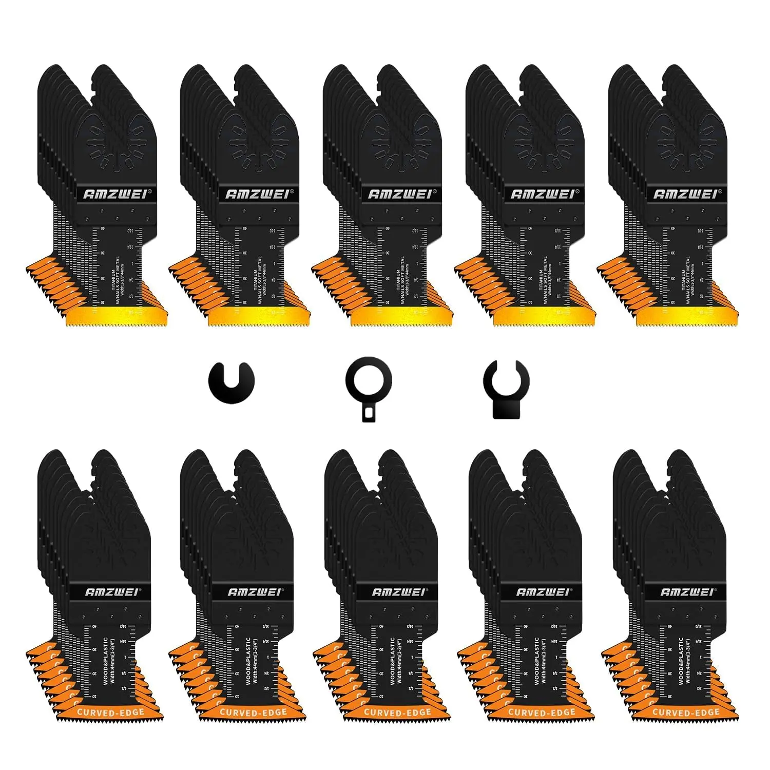 100PCS Oscillating Tool Blades, Titanium & HCS Oscillating Saw Blades for Metal/Wood/Plastic Cutting, Curved Edge Multi Tool Blades Compatible with Dewalt, Milwaukee, Dremel, Ryobi, Rockwell