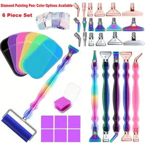 New Threaded Drill Pen Set, Diamond Painting Art Tool Kit, Stainless Steel Tips, Roller Wheel, Wax Storage Box, 5D Oil Paint Beads