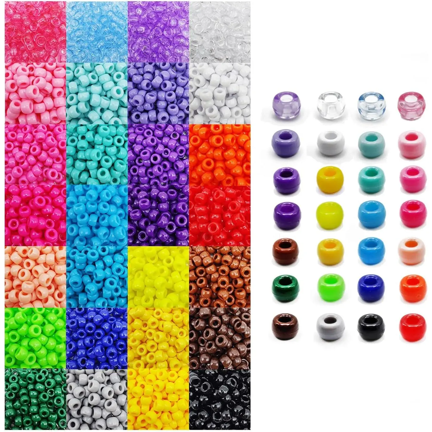 4200 count Pony Beads, 28 Colors Rainbow Kandi Beads for Hair Braiding, Plastic Pony Beads Bulk for Bracelets Making, DIY Crafts