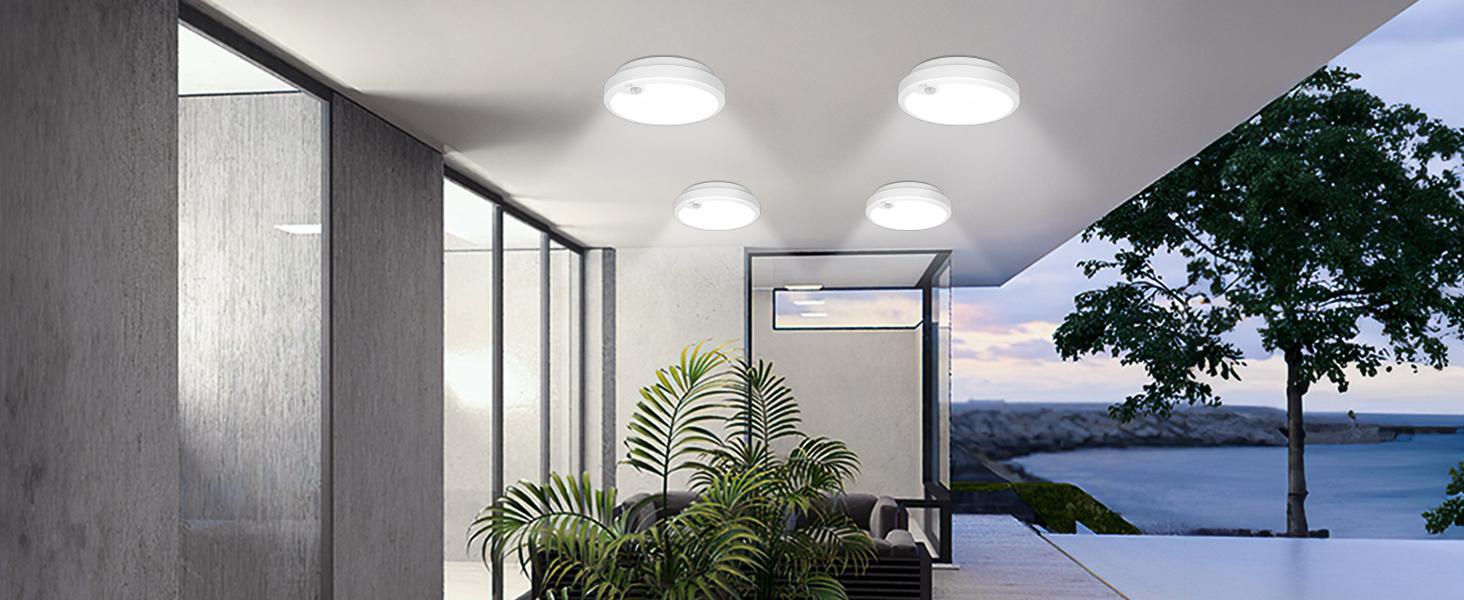2-Pack Battery Operated Motion Sensor LED Ceiling Light, 7.2inch Flush Mount Light Fixture 6000K, Wireless Motion Activated Ceiling Lamp in 400LM for Closet Pantry Laundry Stair(Battery Not Included) 2-Pack Battery Operated Motion Sensor LED Ceiling Light, 7.2inch Flush Mount Light Fixture 6000K, Wireless Motion Activated Ceiling Lamp in 400LM for Closet Pantry Laundry Stair(Battery Not Included)