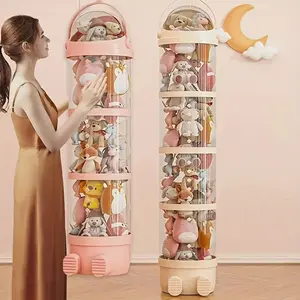 Multifunctional Transparent Doll and Plush Toy Storage Rack, Waterproof Round Toy Organizer, Perfect Home Solution for Christmas and New Year