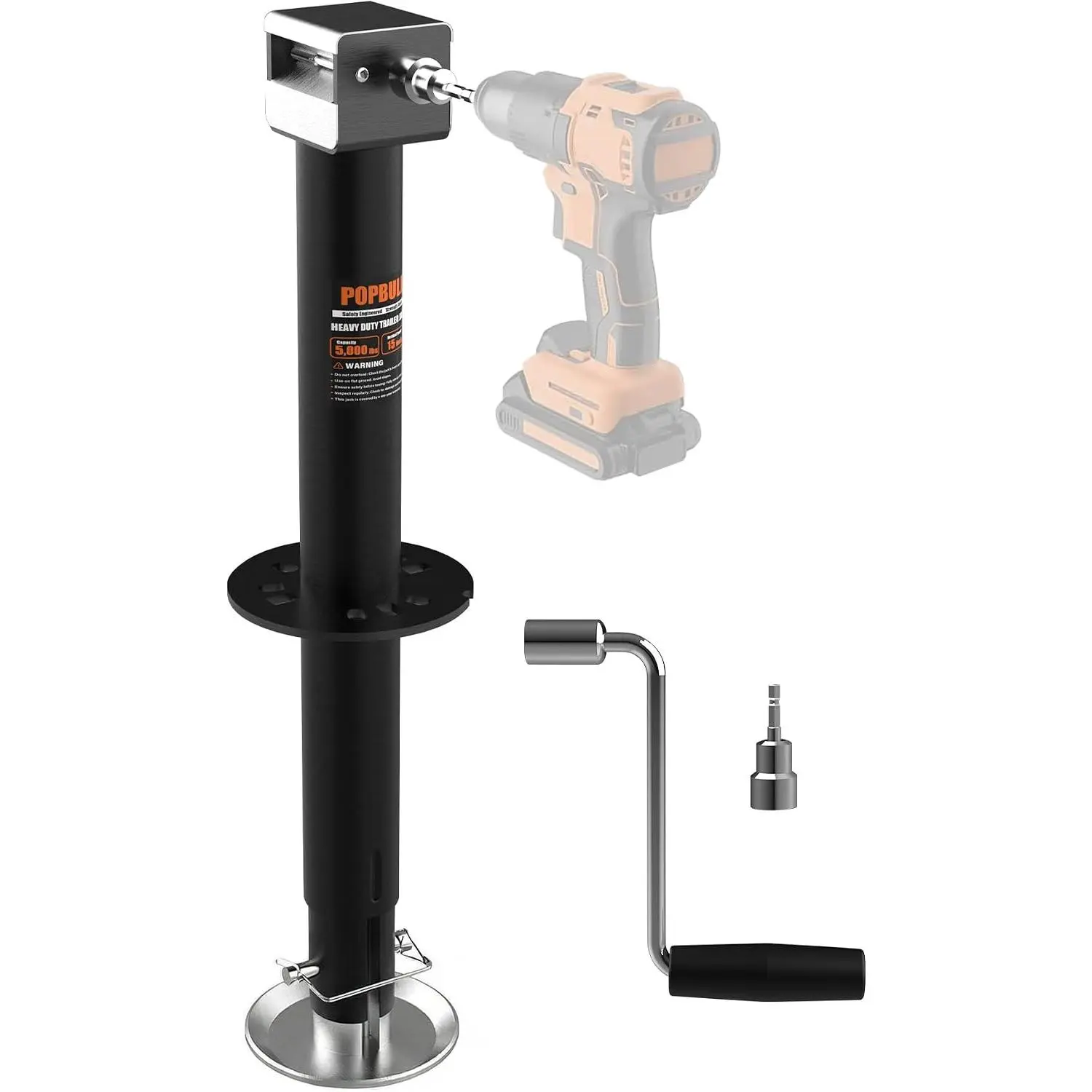 5000lbs A-Frame Trailer Jack,30" Lift 20-24V Cordless Drill Compatible with Adjustable Drop Leg for RV Trailer, Horse Trailers, Utility Trailers