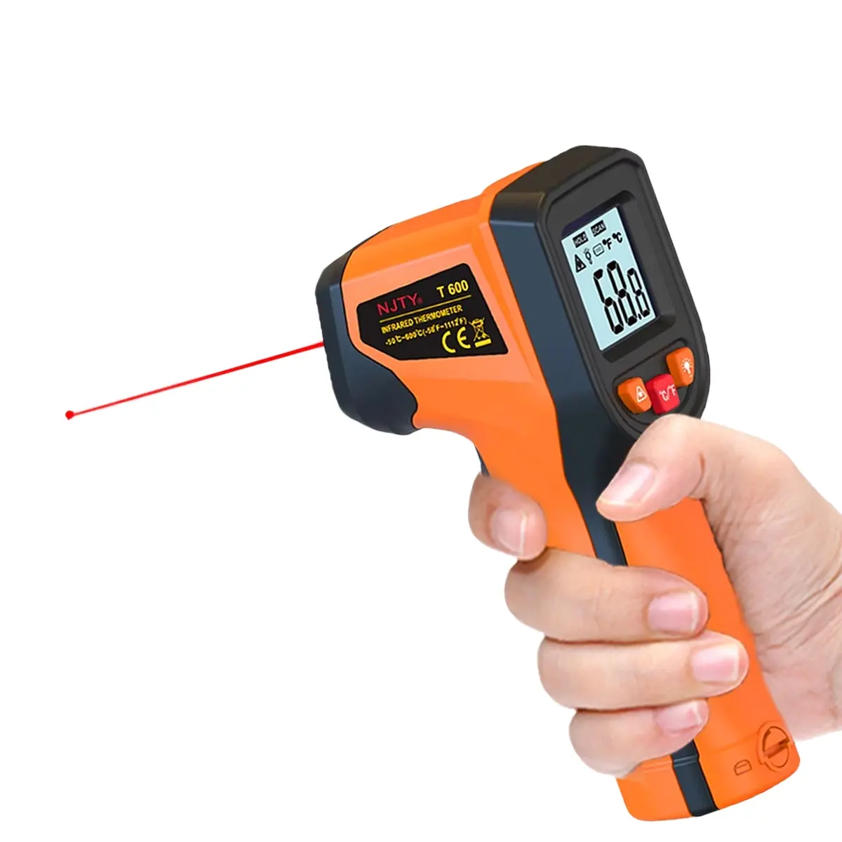 NJTY T600 T600A Infrared Thermometer, Handheld Heat Temperature Measuring Tool, Laser Surface Temp Reader, Multifunctional Industrial Temperature Meter for Home Repair