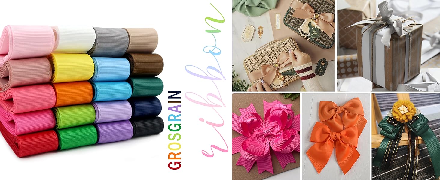 1-1/2 inch Grosgrain Ribbon 20 Color Assortment, 1.5" X 2 Yard Each, Total 40 Yds Per Package, Wide Ribbons Thick Ribbons for Crafts, Hair Bow Supplies