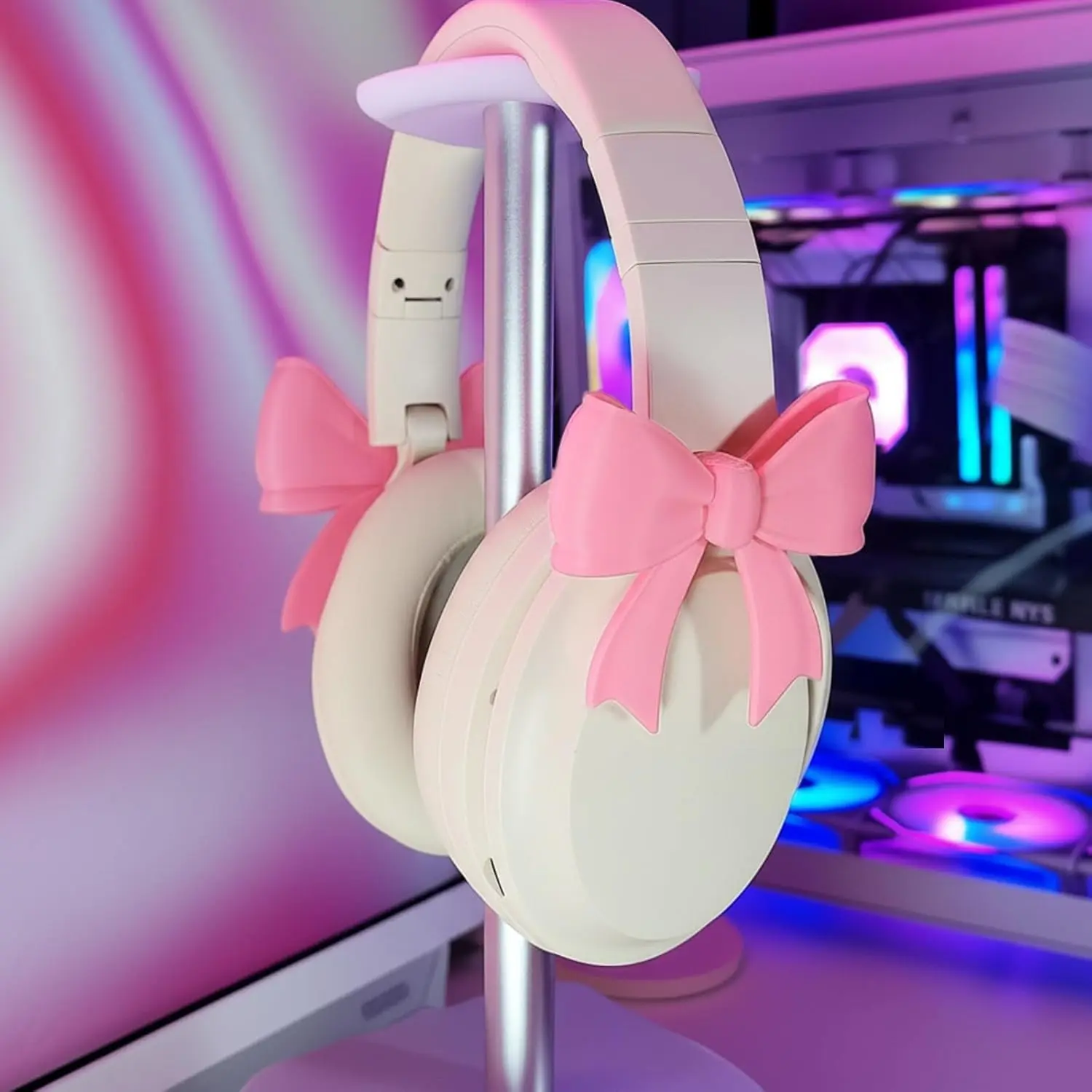 Bow Earphone Holder, Cute Pair of Soft Accessories, Fashionable Decoration for Streamers, Gamers, Esports Enthusiasts, Perfect Gift