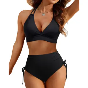 Tempt Me Women High Waisted Bikini Set Two Piece Push Up Bathing Suits Halter Swimsuits with Bottoms  SwimWeek  summervibes