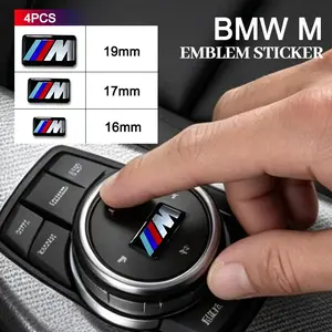 Car Sticker 4pcs, Steering Wheel Decoration, Center HUB Cap Emblem, DIY Sticker Styling Ornament, Accessories for Bmw M