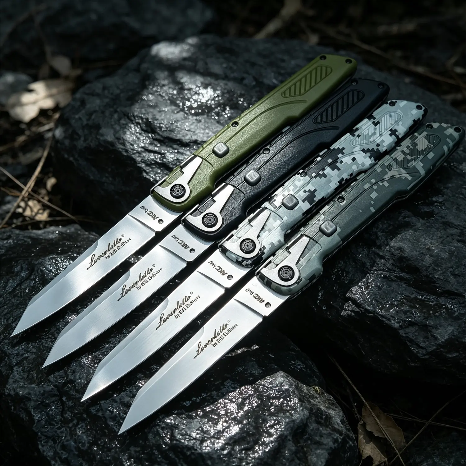 Unisex Large-Size Portable Folding Knife - 440 Stainless Steel Blade, Black Nylon Carry Sheath for Camping, Hiking