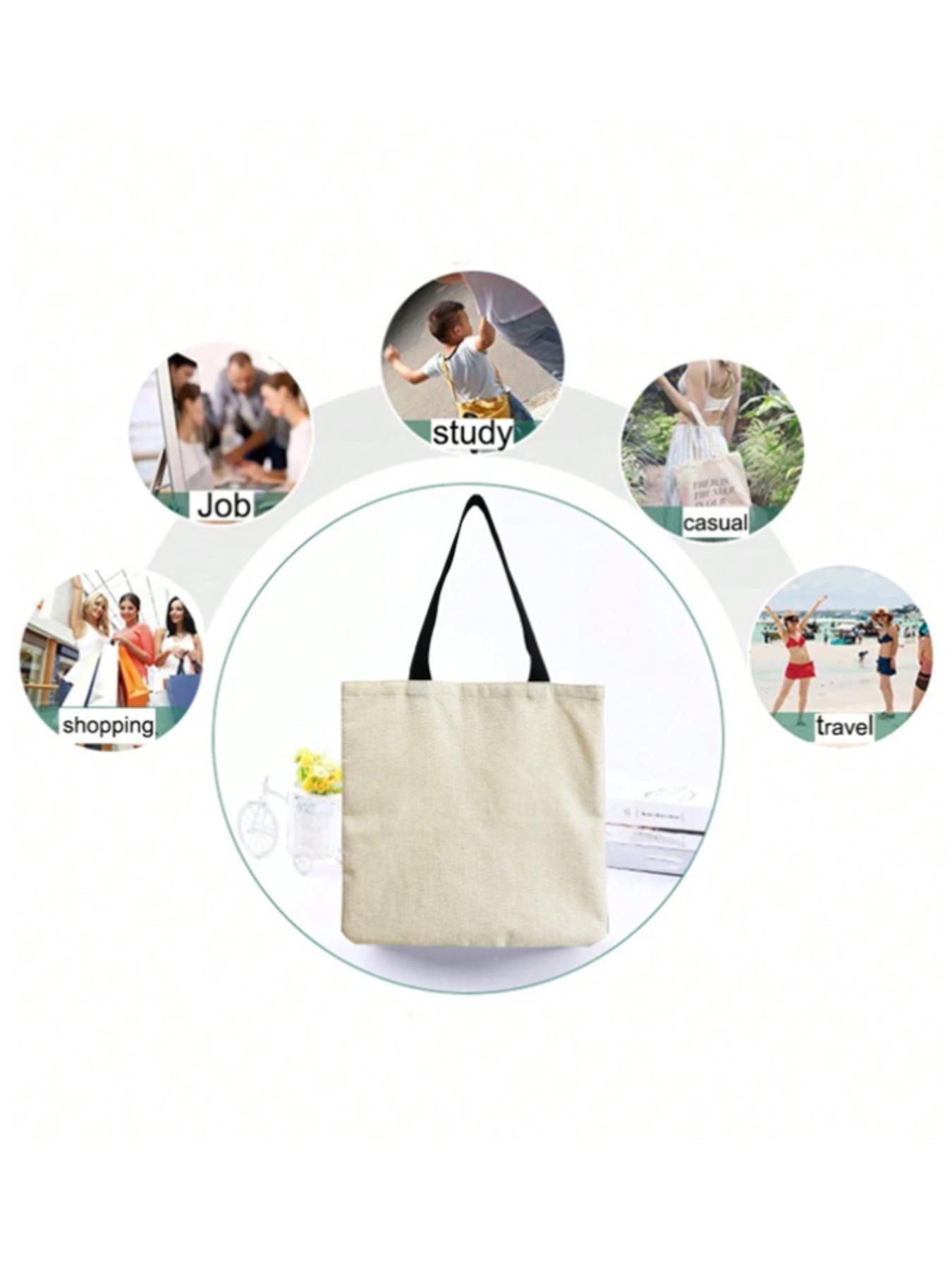 Cute Cartoon Mushroom Pattern Tote Bag, Reusable Shopping Bag, Large Capacity Multifunctional Storage Bag for Travel & Daily Commuting
