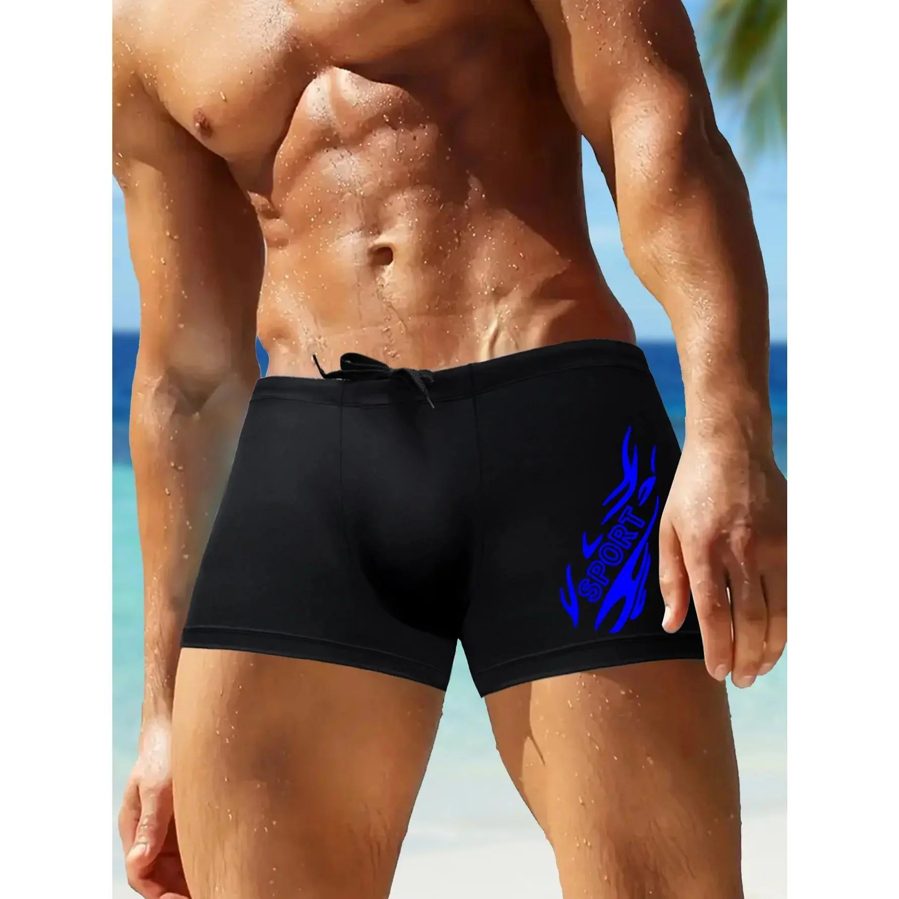 Fashionable Pool Party Swimming Trunks Men's Slim Fit Swim Shorts Gym Beach Essentials Quick Dry Stretchy Fabric