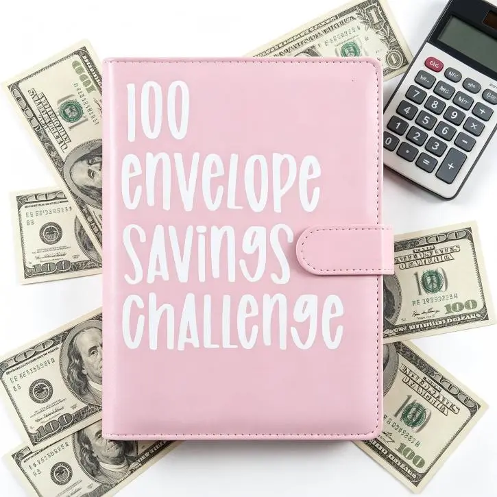 2026 New A5 Portable Save Money Book, Car Interior Stowing & Tidying Budget Binder with 100 Cash Envelopes, Cute Sticker Set for $5050 Savings Goal