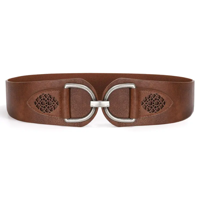 JASGOOD Vintage Women Stretchy Wide Belt Chunky Buckle Elastic Wide Waist Belts for Dresses Coats