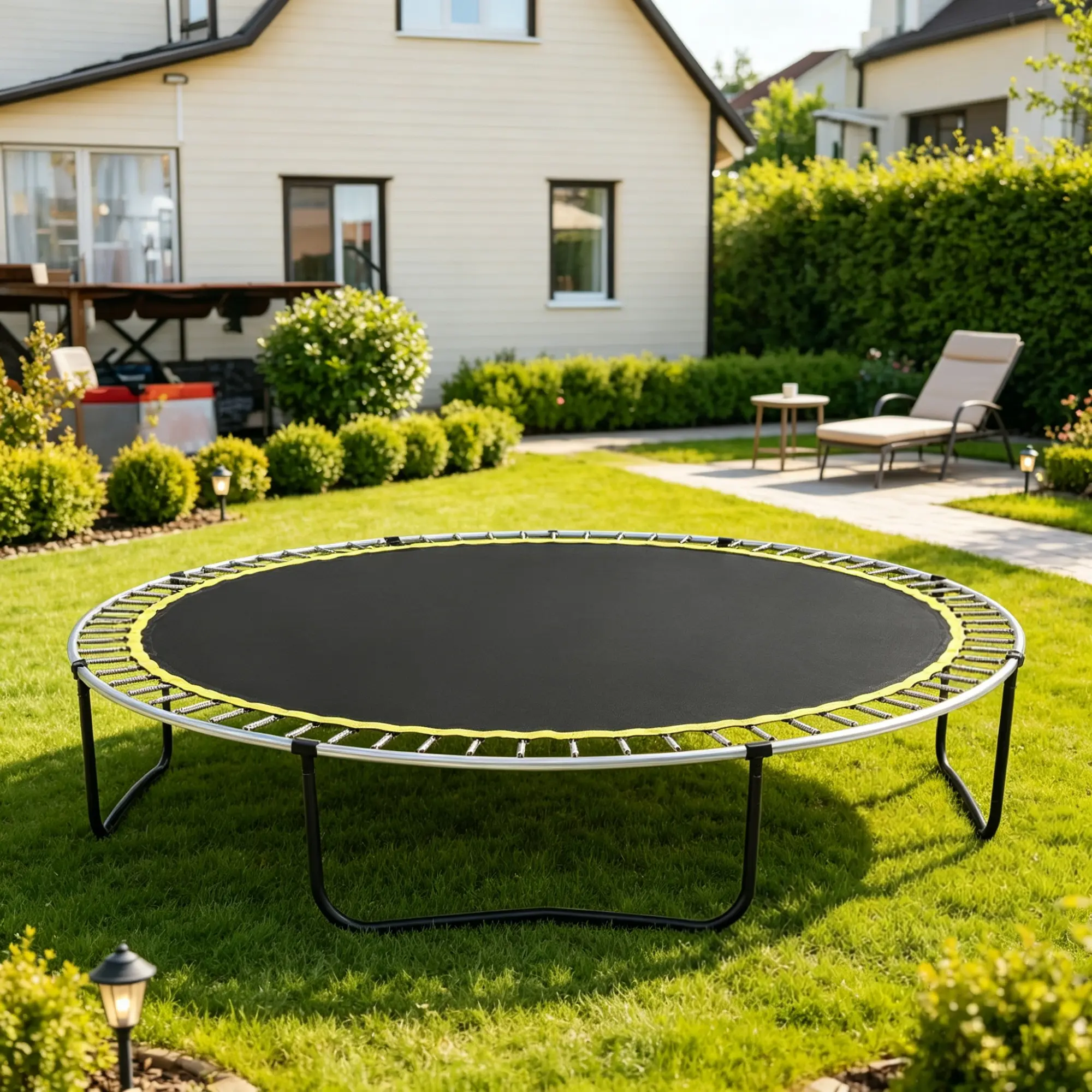 12ft Round Replacement Trampoline Mat, UV-Resistant Jumping Pad with V-Rings & Spring Tool (Fits 5.5" Springs)(Only Trampoline Mat)