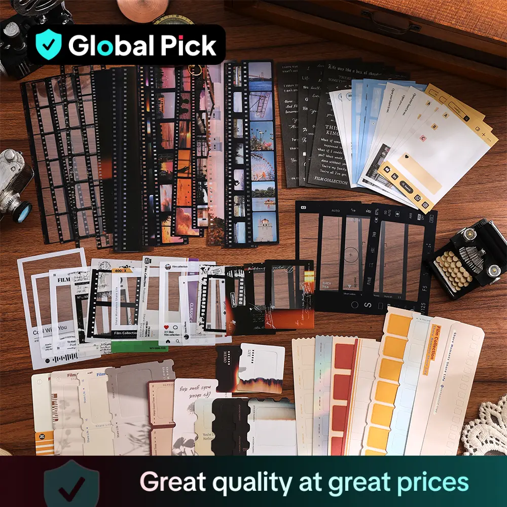 Vintage Movie Theme Scrapbook Kit, 100pcs/bag Photo Frame & Decorative Paper & Sticker & Memory Pad, DIY Crafting, Journaling Supplies, Vintage Materi