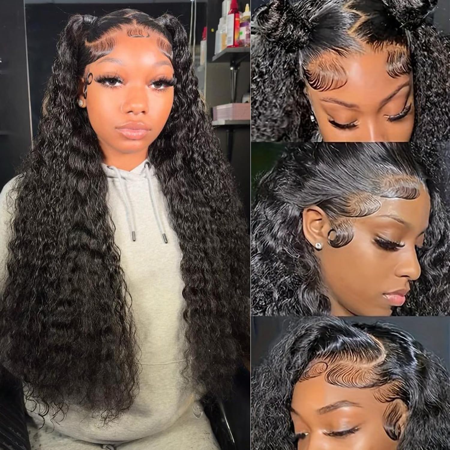 Bling Hair Clearance Sale Deep Wave Brazilian HD Transparent Lace Frontal Wig for Women 13x4 13x6 Lace Human Hair Wig Curly Pre Plucked 30 32 Inches 180% Natural Hairline