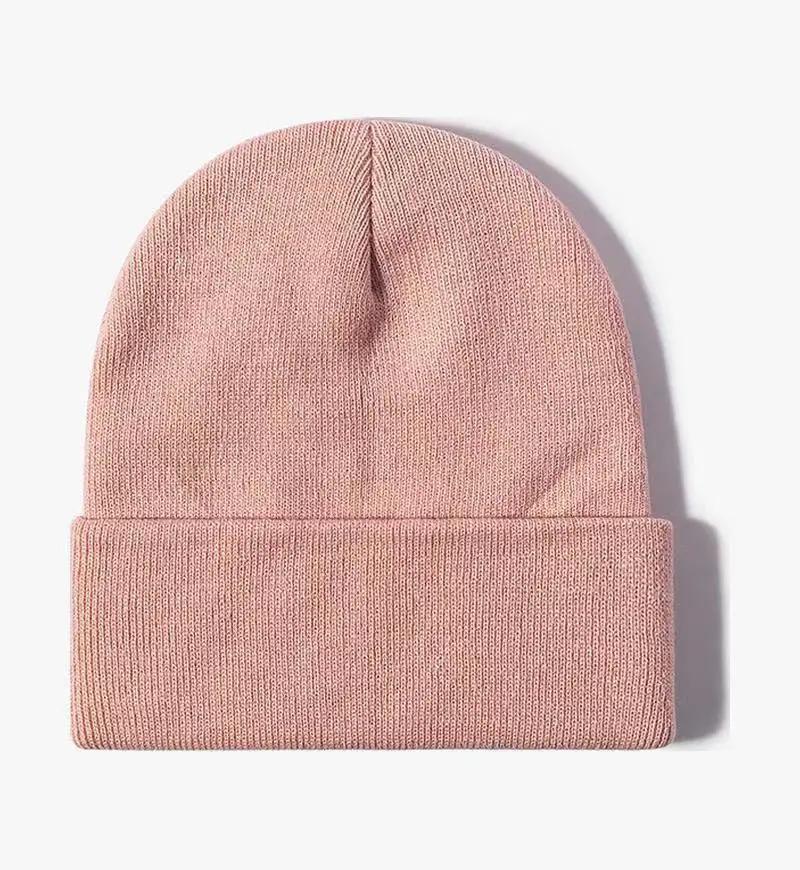 Solid Color Knitted  Plain Cold Hat Rolled Edge Customizable VersatileLOGOMen's and Women's Casual Versatile  Warm Knitted Hat