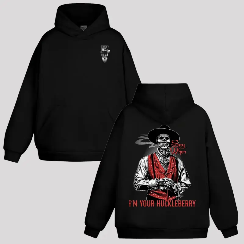 Graphic Hoodie Doc Holliday Collection "I'm Your Huckleberry" Hoodie Sweatshirt, Tombstone Movie Graphic Shirt, Vintage Cowboy Outfit Hoodie, Western Movie Lovers Fan Apparel, Unisex Streetwear Hoodie for Men Women,